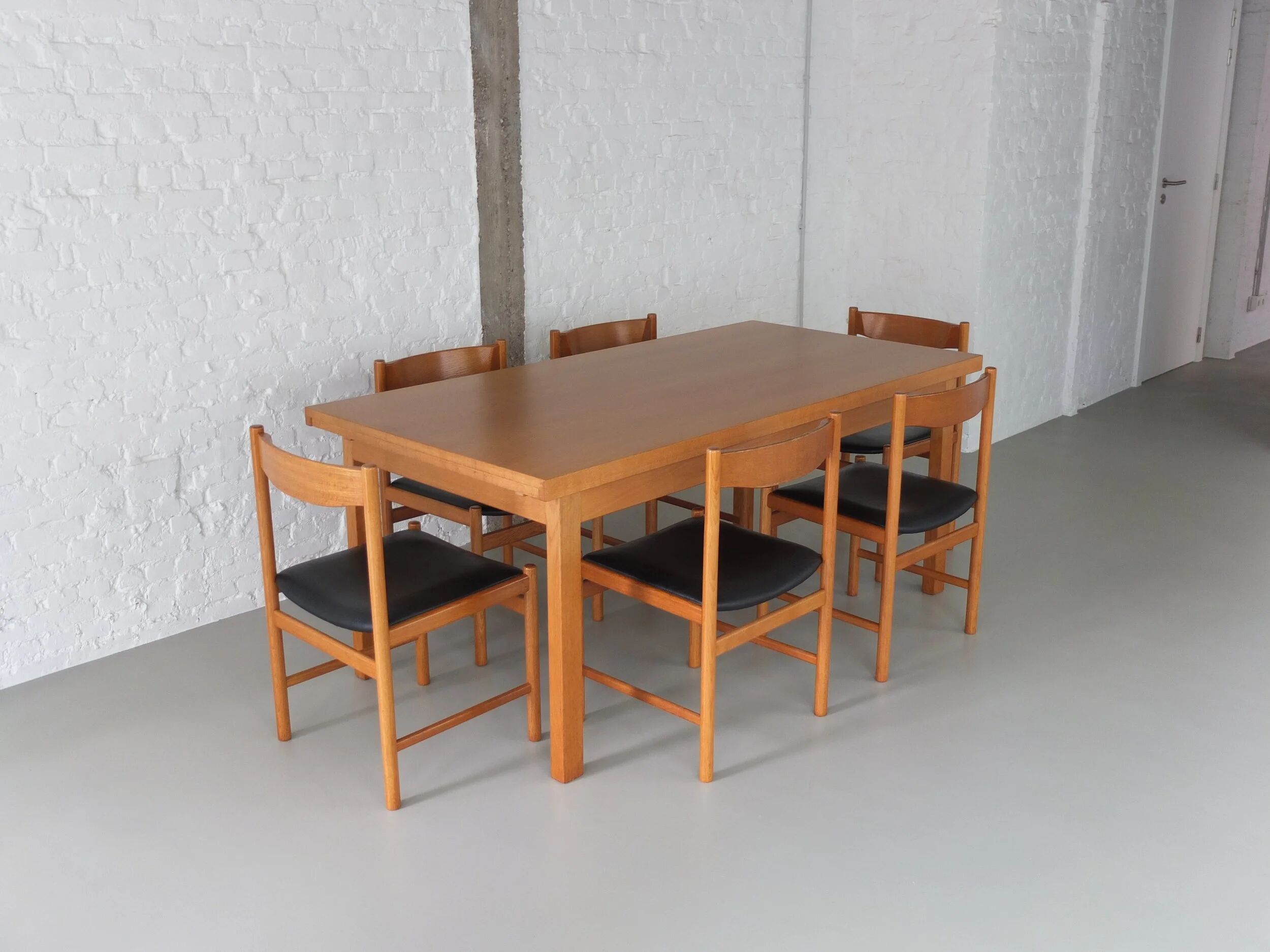 Dining set in natural oak by Meubelatelier Vanda, 1970s