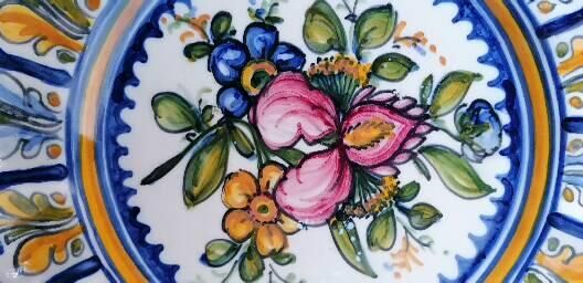 Spanish glazed stoneware talavera plate