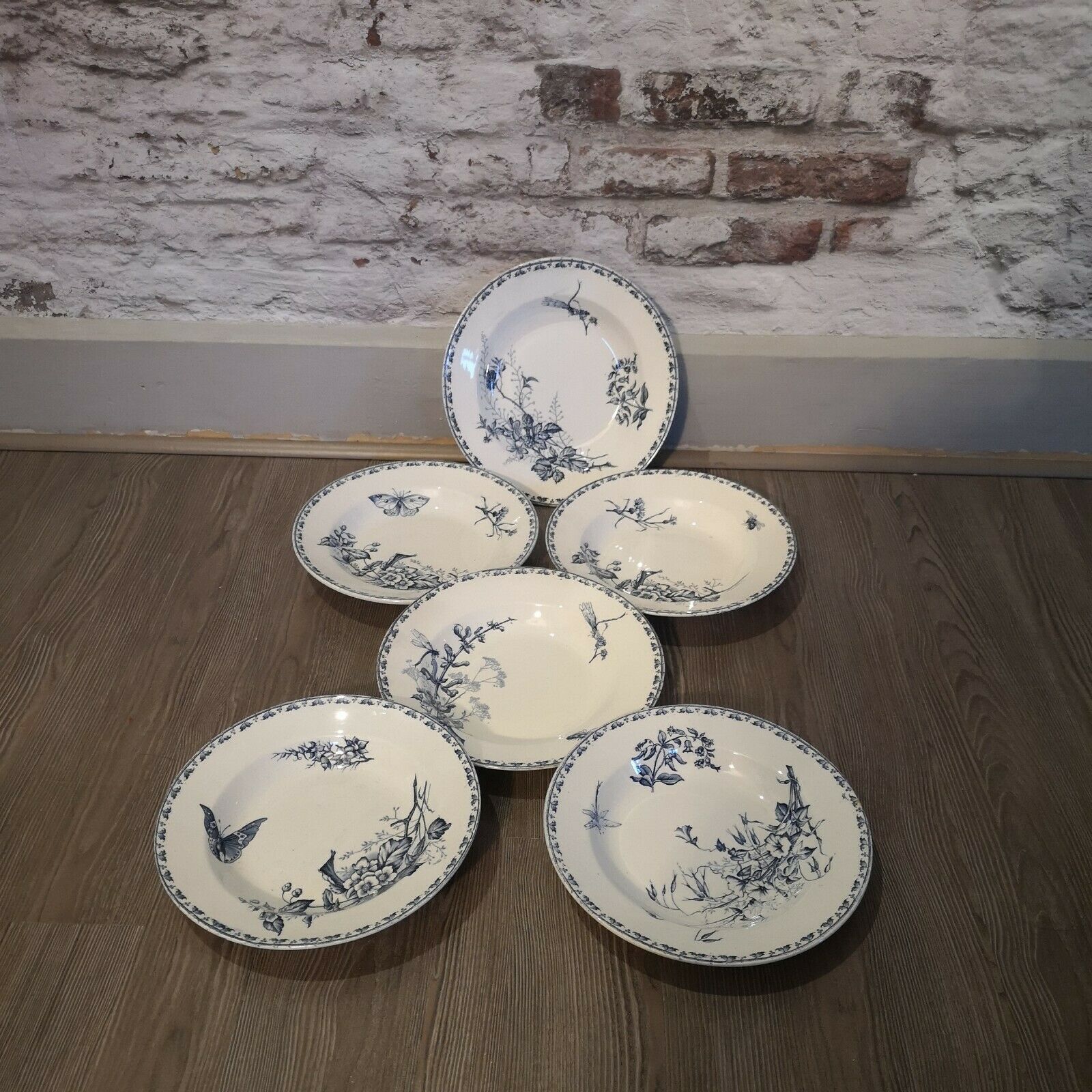 Series 6 hollow plates Sarreguemines model Carmen