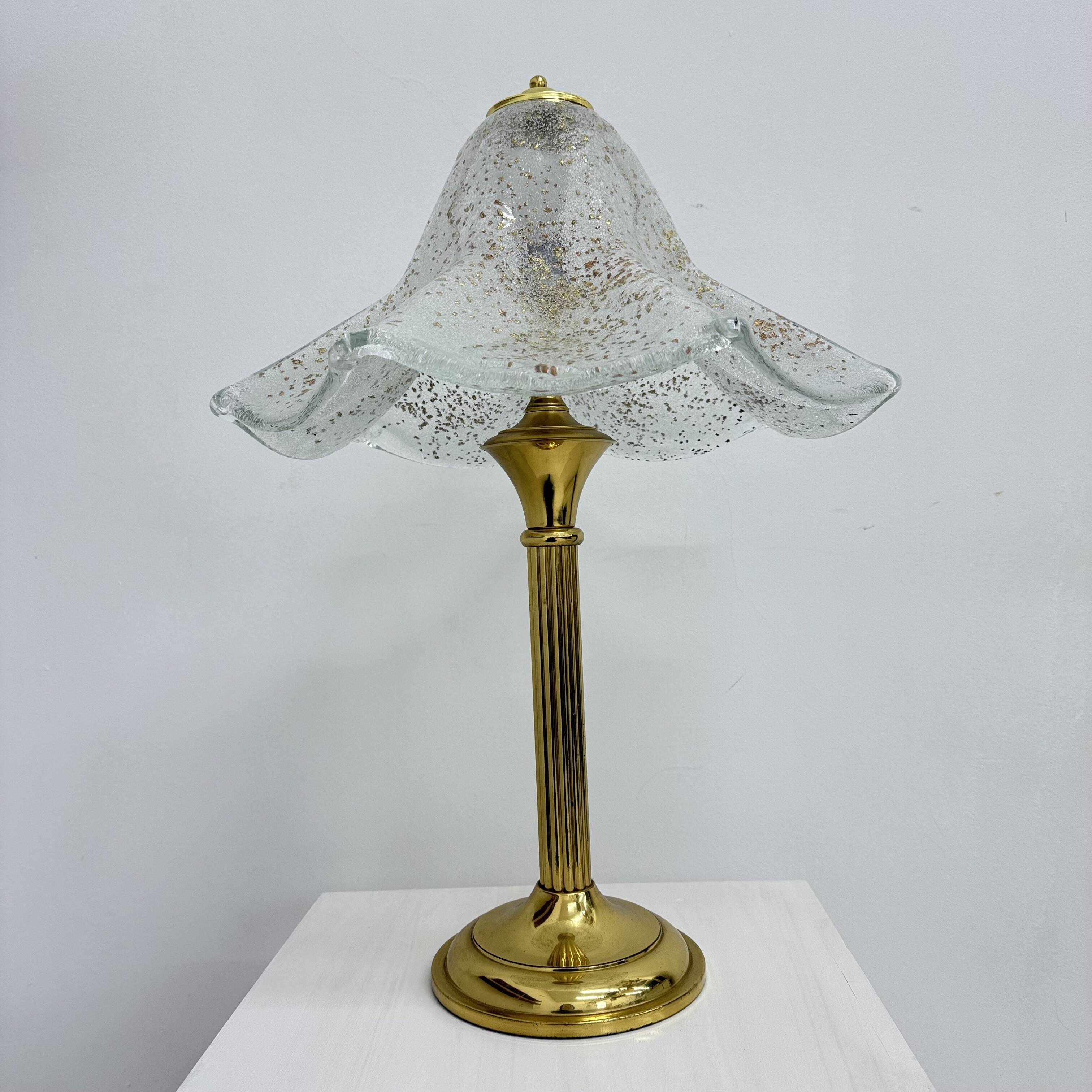 Mid century glass table lamp , 1970s