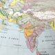 Vintage map Asia China USSR India Japan 43x43cm from 1950