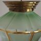 French Vintage Art Deco Glass Ceiling Light Green Frosted & Patterned Glass
