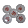 5 plates to enamelled ceramic dessert decoration flower of 1970