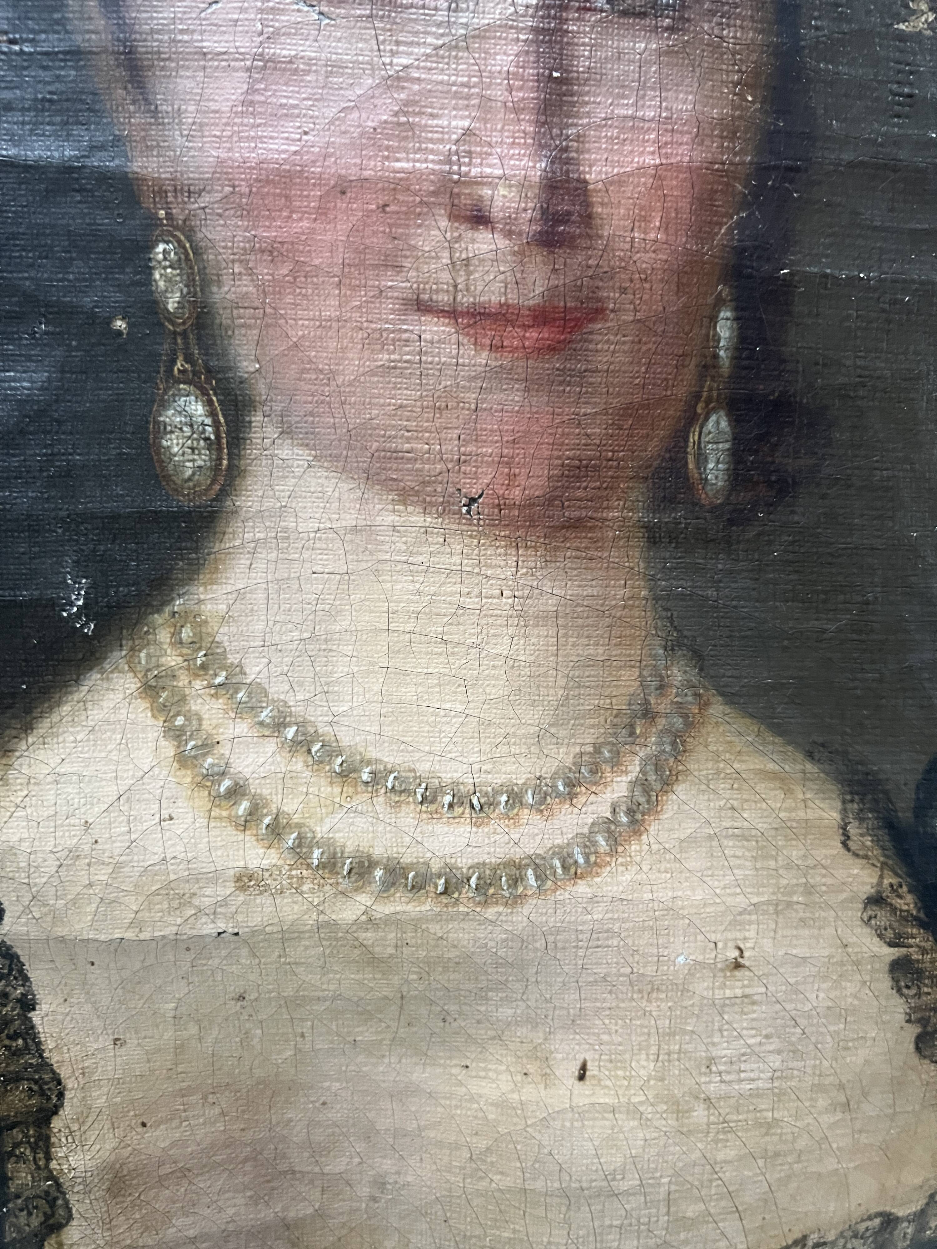 Oil on canvas "Bust of a Woman" 19th century