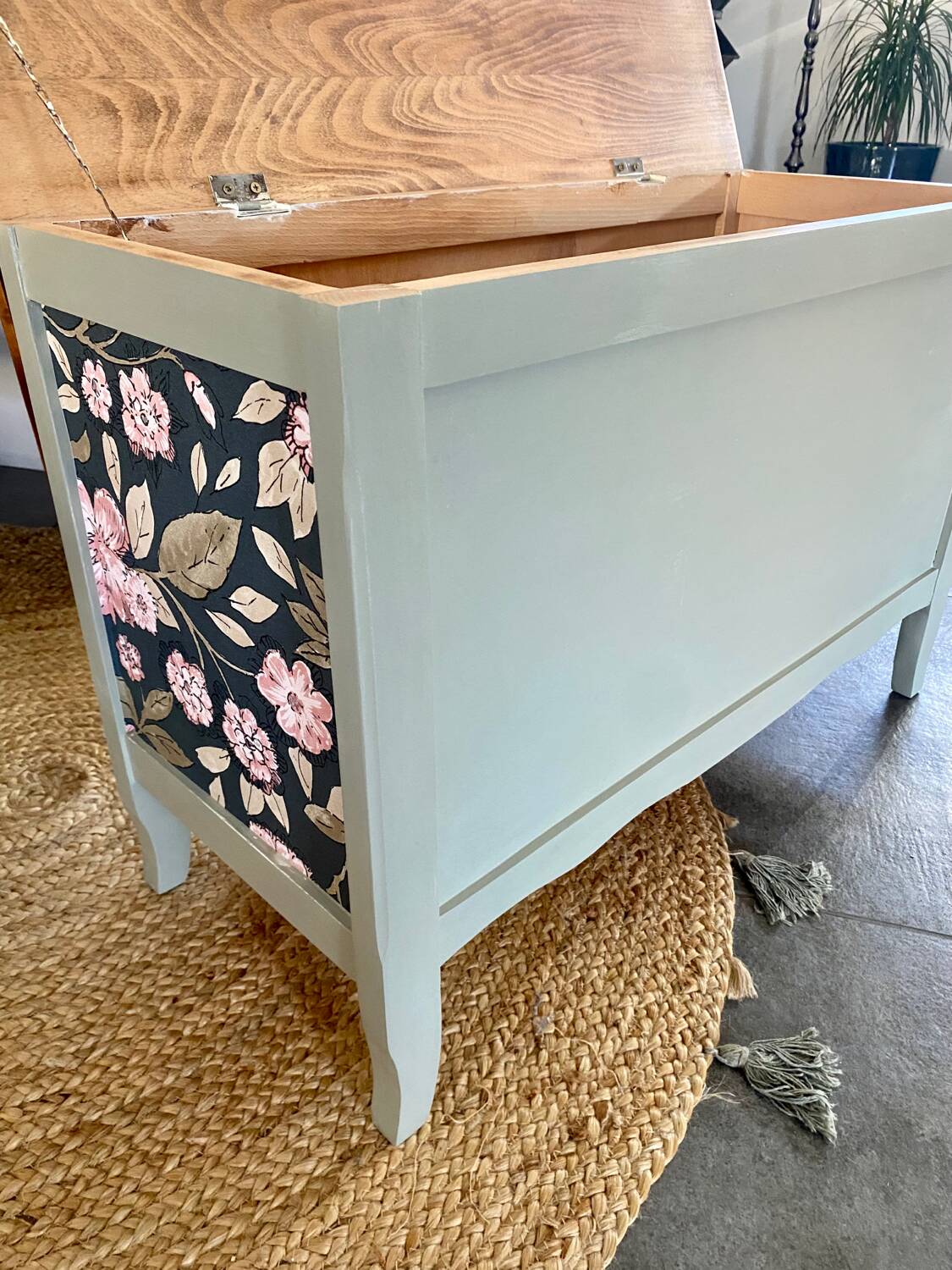 Wooden chest for toys or storage with a green and wood makeover