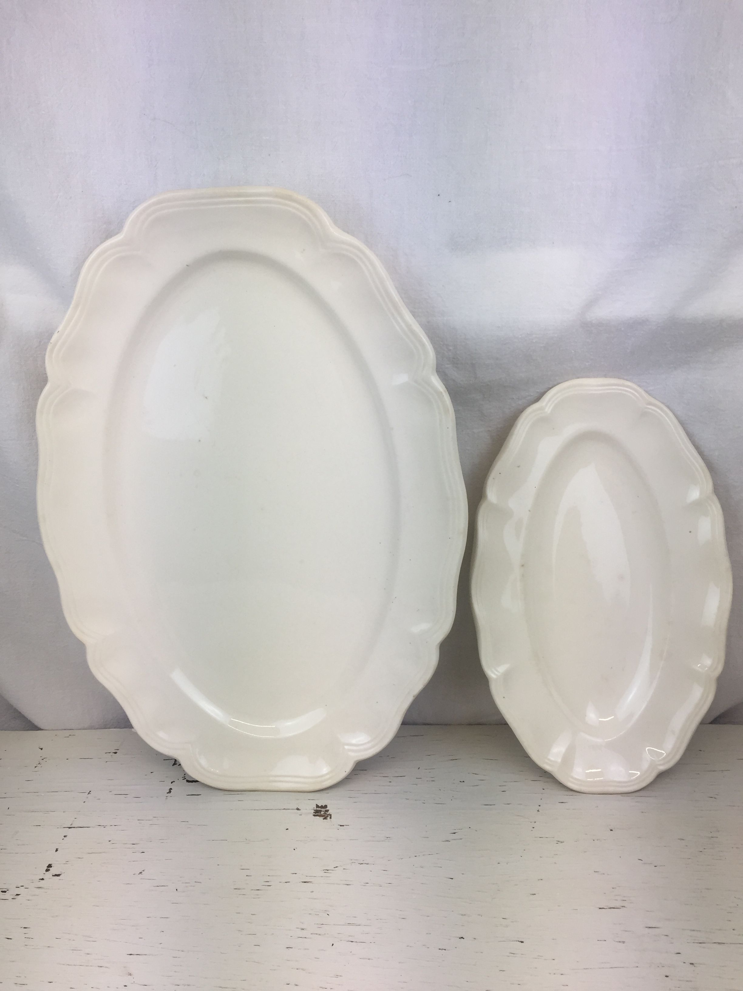 Old oval dishes, ivory color made in france Digoin Sarreguemines