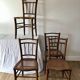 set of 4 bistro chairs in turned wood and canework stamped early 20th century