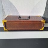 Wooden and cork coasters with brass inlay, decoration