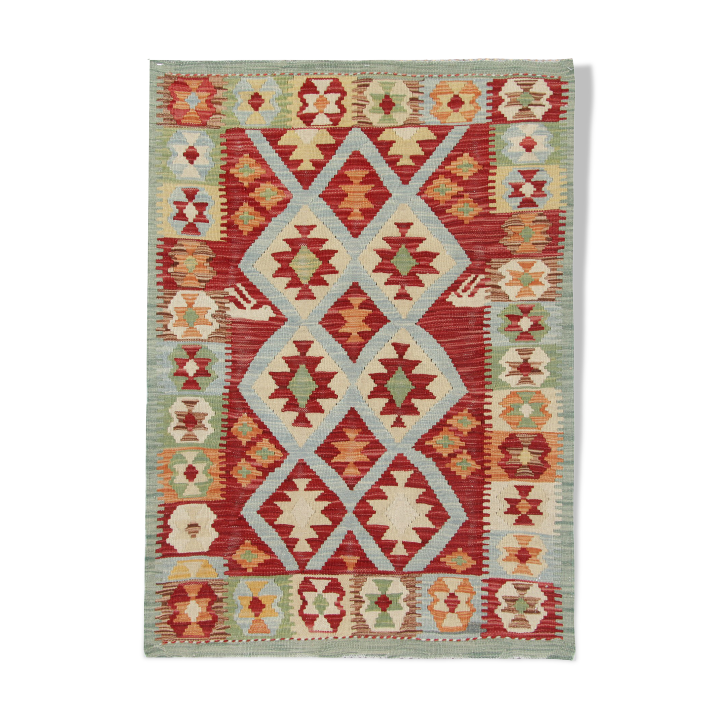 Flat-woven area rug kilim 90x119cm