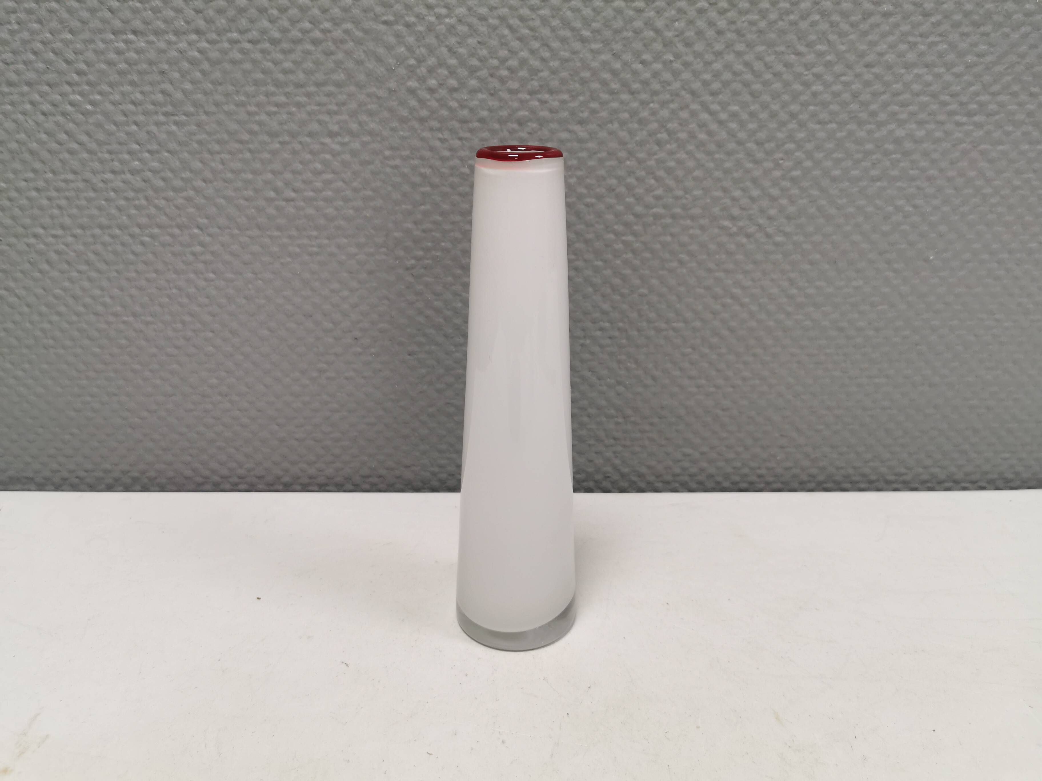 Slim mouth-blown vase from Danish holmegaard glassworks, estimated 1980s.