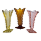 Art Deco Pink, Yellow and Orange Glass Vases, Bohemia, Set of 3
