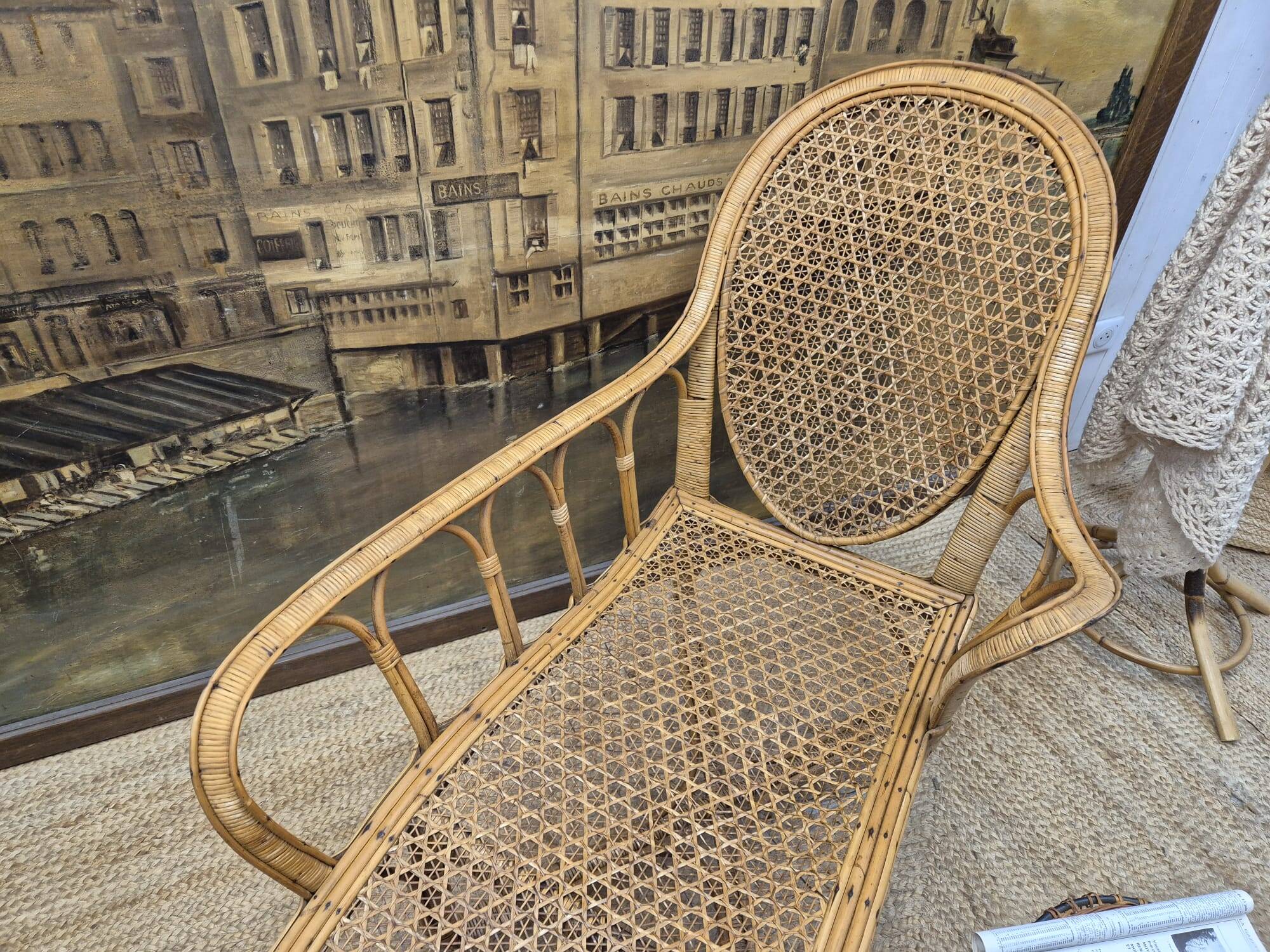 Old rattan daybed