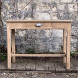 Art Deco farmhouse table in raw wood