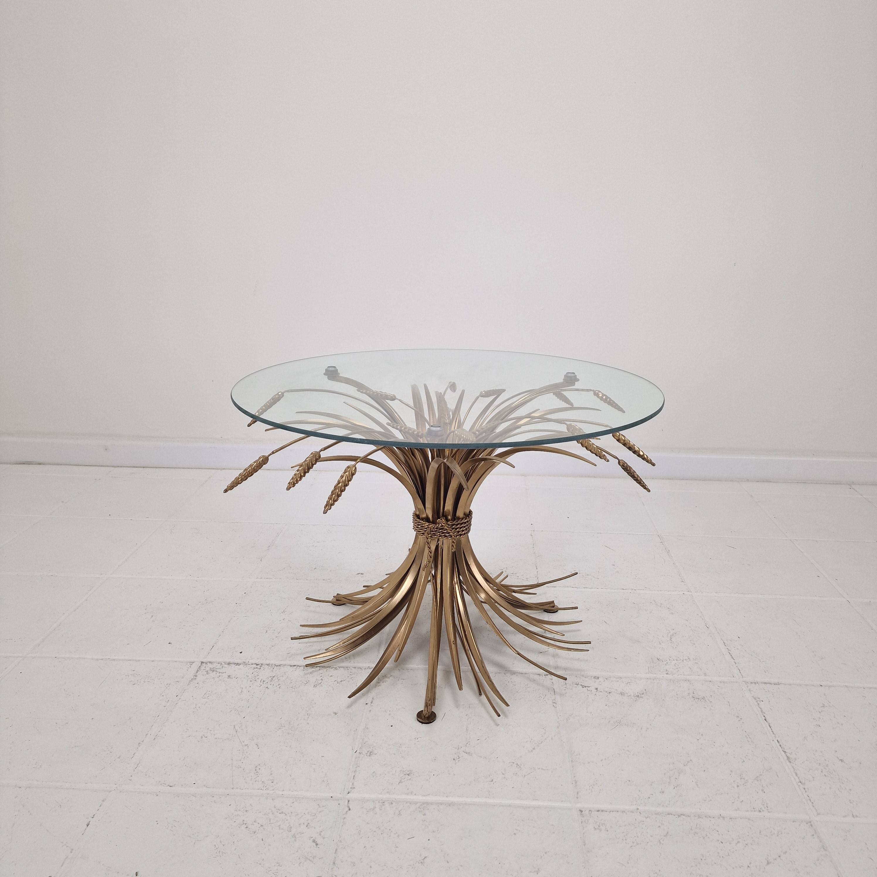 Hollywood Regency Gilded Coco Chanel Style Sheaf of Wheat Coffee Table, 197