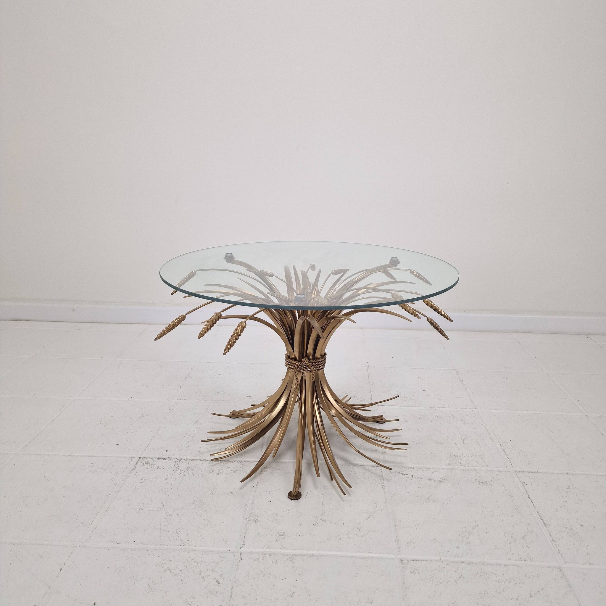 Hollywood Regency Gilded Coco Chanel Style Sheaf of Wheat Coffee Table, 197