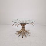 Hollywood Regency Gilded Coco Chanel Style Sheaf of Wheat Coffee Table, 197