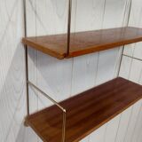 Wall shelf string gold metal and wood