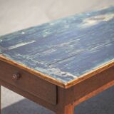 Farmhouse table and its 2 benches, living room table, wooden table with pair of wooden benches