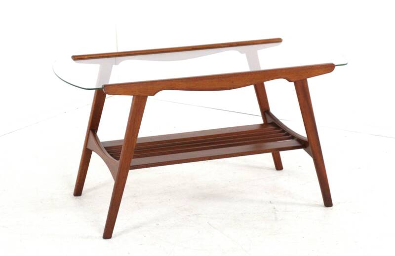 Coffee Table with Glass and Magazine Holder - mid century dutch design