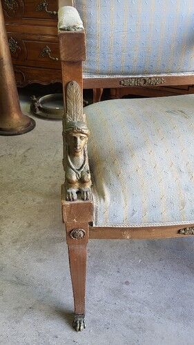 Paire de fauteuils en noyer style Empire retour d'Égypte