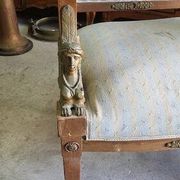 Pair of walnut armchairs in Empire style, Egyptian revival.