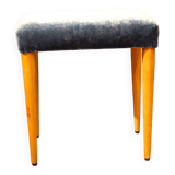 Panca vintage in wood and velluto blue Italia 1950s