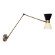 Articulated brass and lacquered iron wall light, 1950s design.