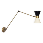 Applique articulée laiton et fer laqué design 1950