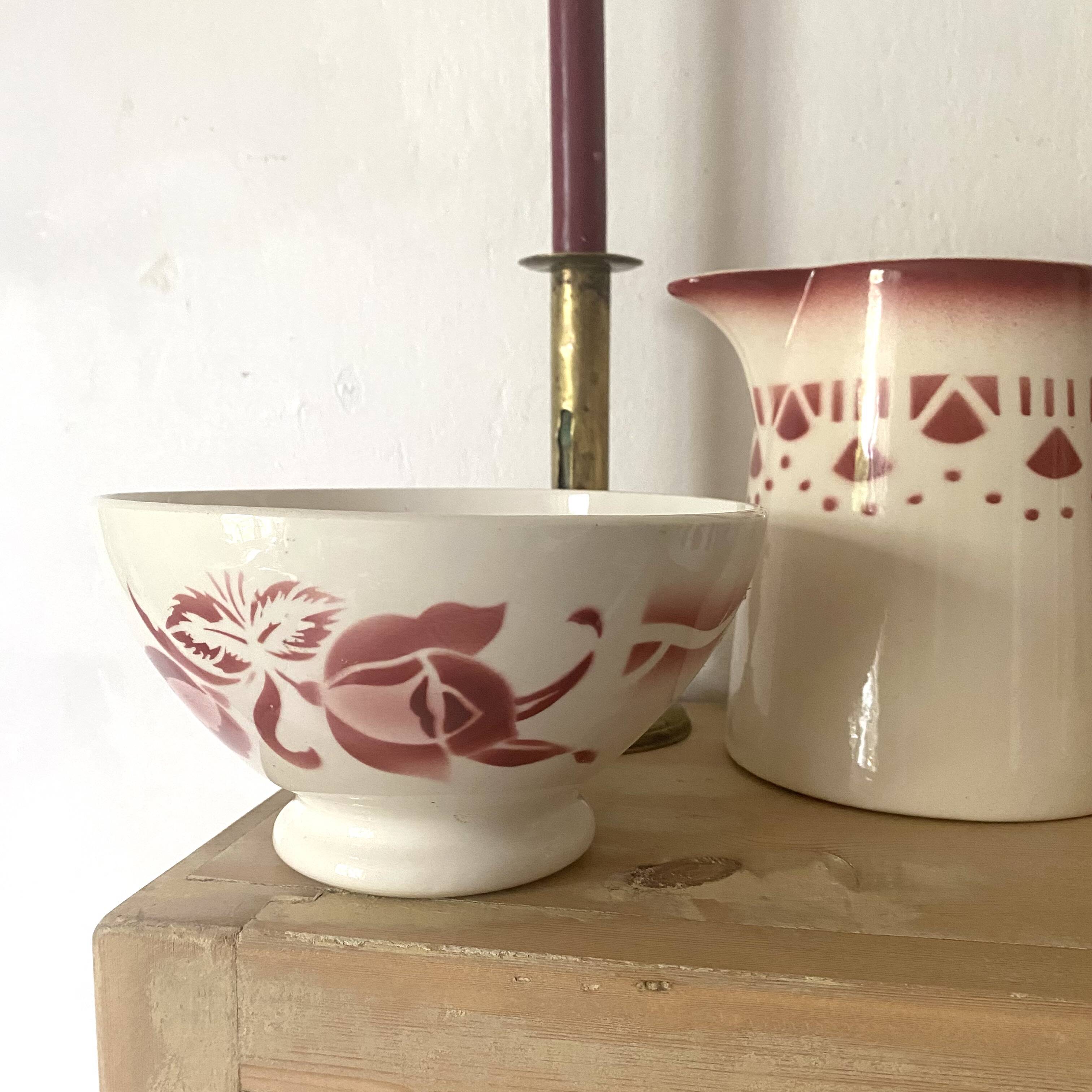 Old Digoin rose bowl