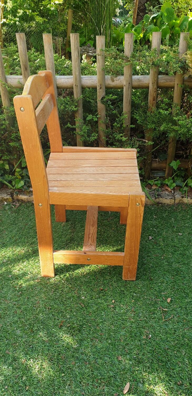 Vintage pine chair armchair from the 70s