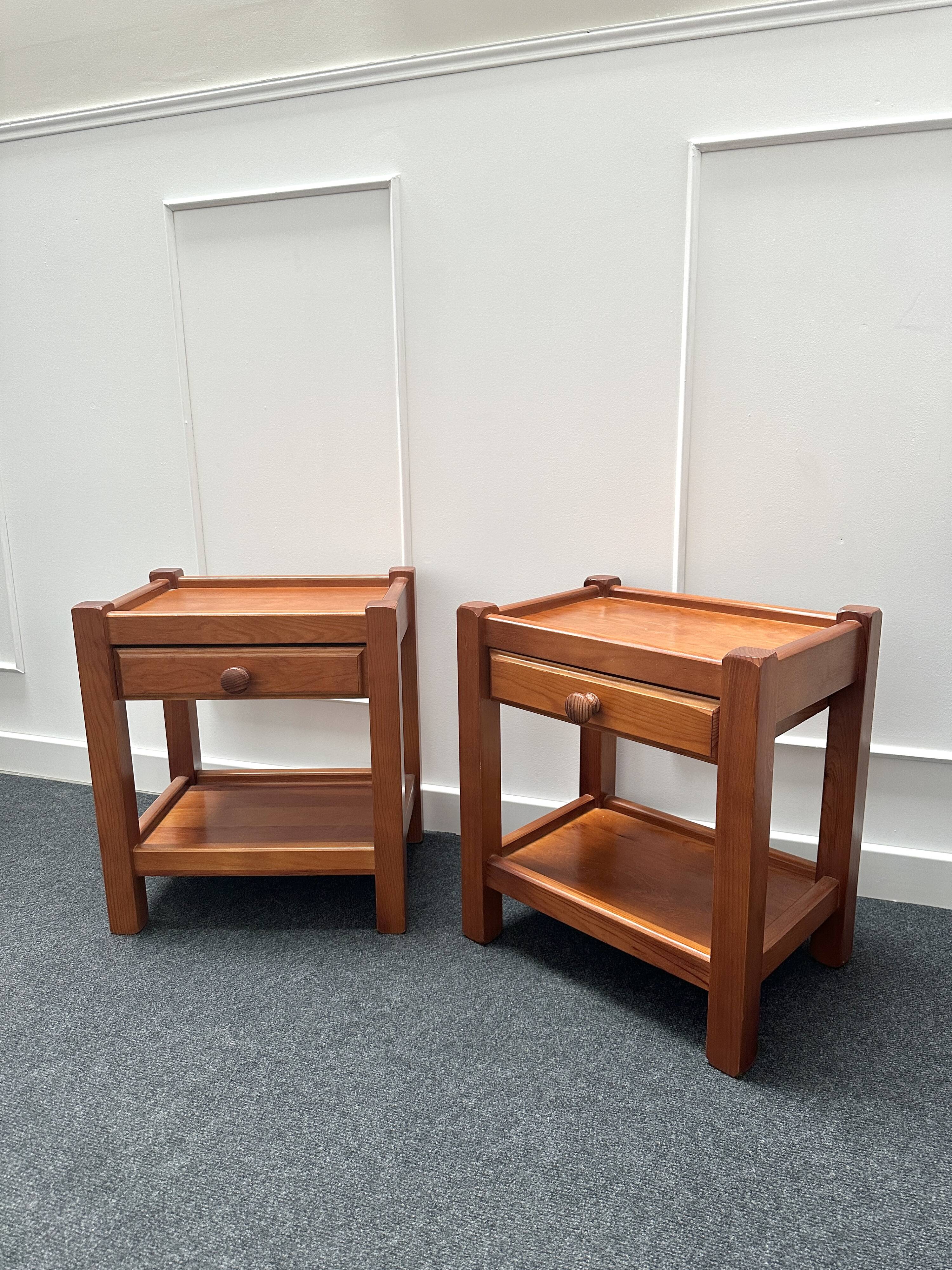 Pair of brutalist bedside tables