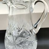 Large jug/water pitcher in finely cut Bohemian crystal. Sophisticated starry/brass patterns. Boho-Chic style