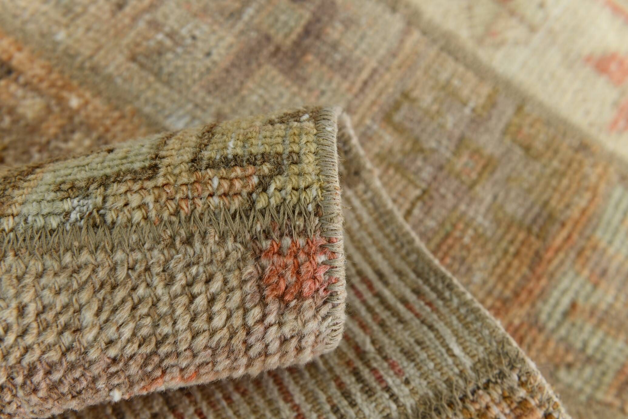 Cream Beige Turkish Vintage Runner Rug, 80x224Cm