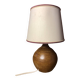 Ancienne lampe boule en grès + abat-jour blanc vintage #a549