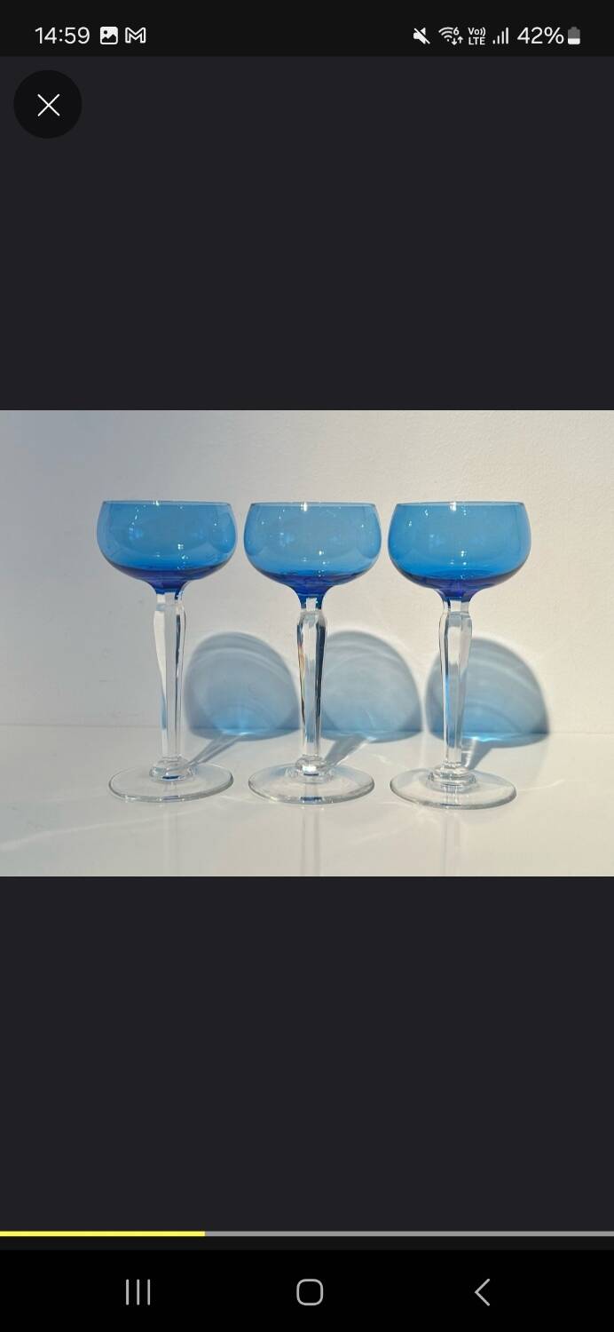 Six crystal wine glasses Val Saint Lambert model Saumur.