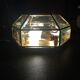 Hexagonal brass and bevelled glass ceiling light