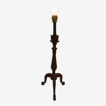 Large iron candelabra lamp base