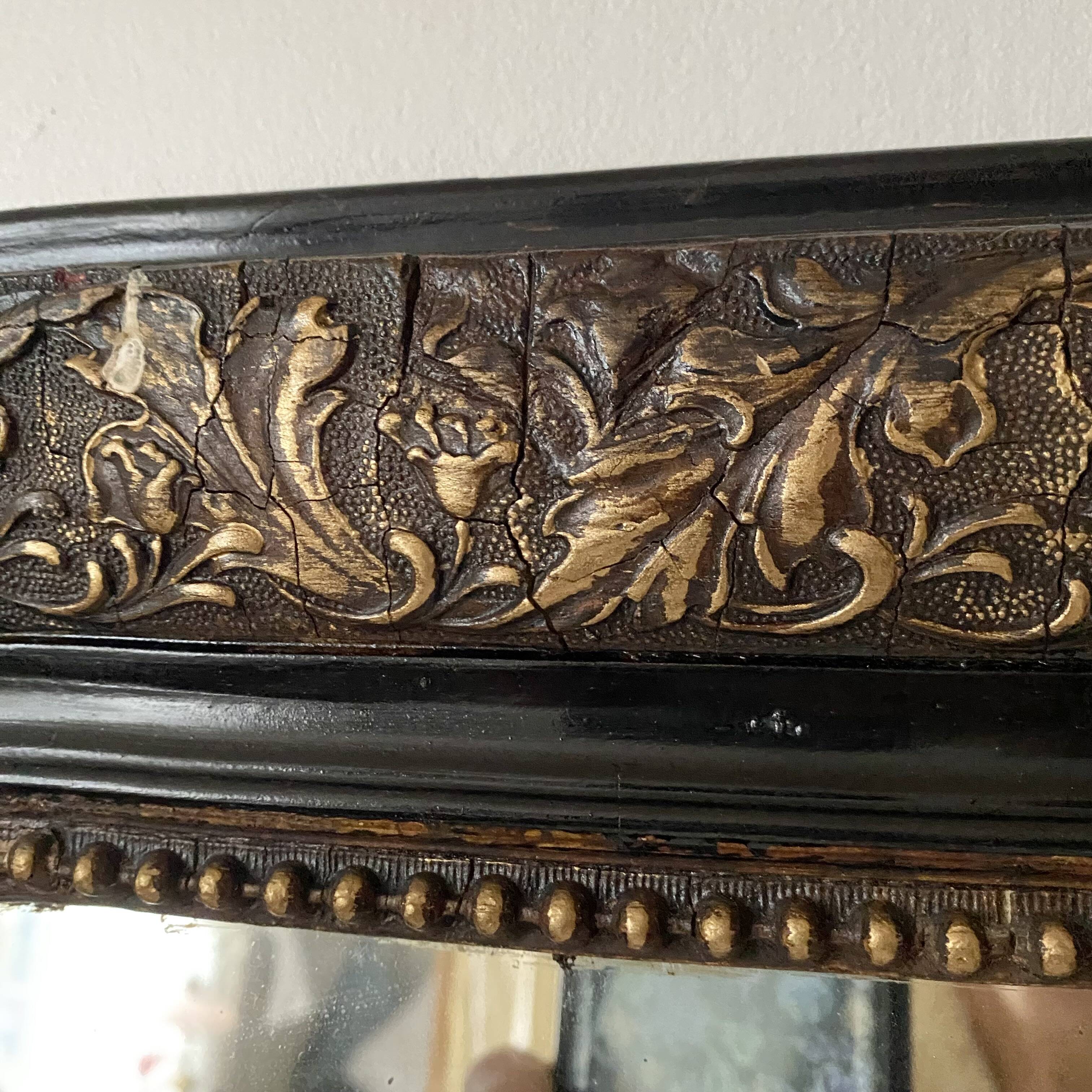 Antique Louis Philippe mirror in black and gold, 93X68cm