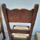 6 old oak chairs, brutalist wood, straw