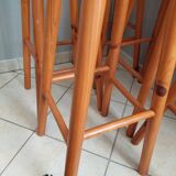 Set of 6 pine bar stools