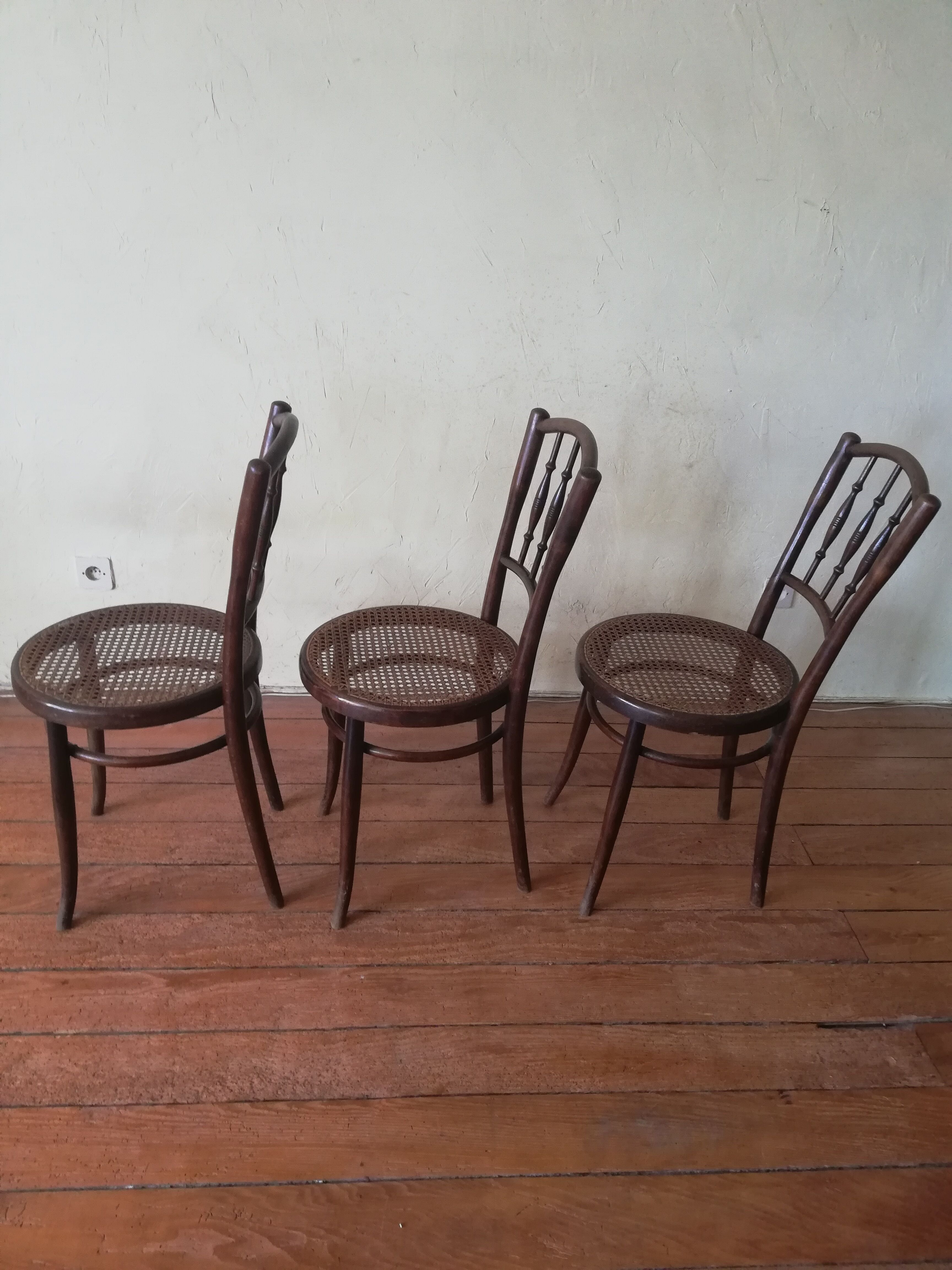 Old curved wooden bistro chairs