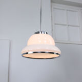 Mid-century opaline & chrome pendant lamp