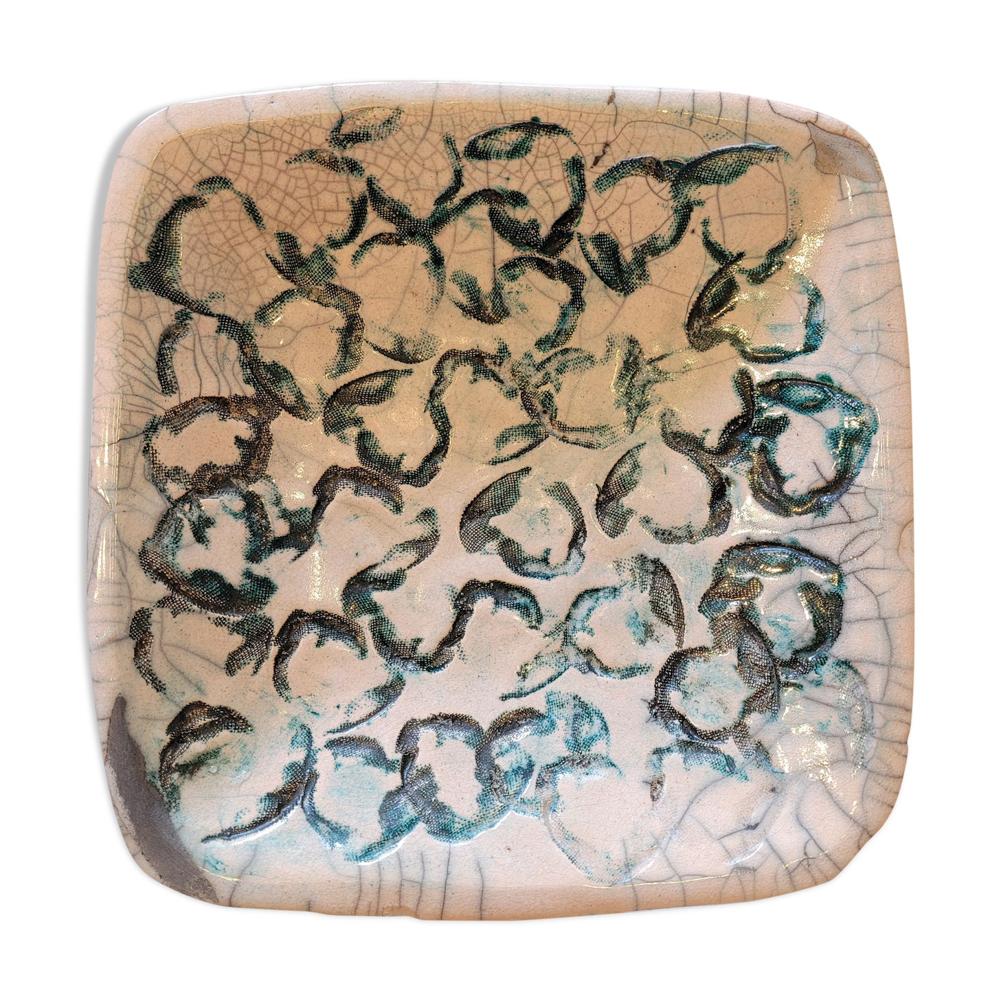 Japanese square dish in Raku