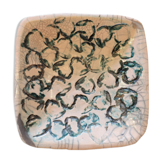 Japanese square dish in Raku
