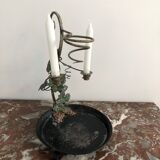 Display of plants and candlesticks in metal - leaves and grapes - French creation