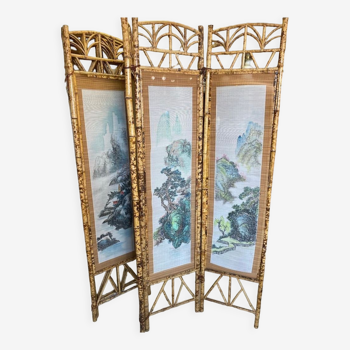 Vintage screen bamboo and rice straw