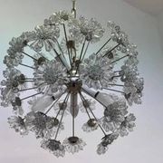 Sputnik dandelion chandelier glass chrome Emil Stejnar style 1970s Czechoslovakia