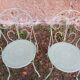 Garden furniture set with 1 table, 2 armchairs, and 2 chairs in antique green wrought iron.