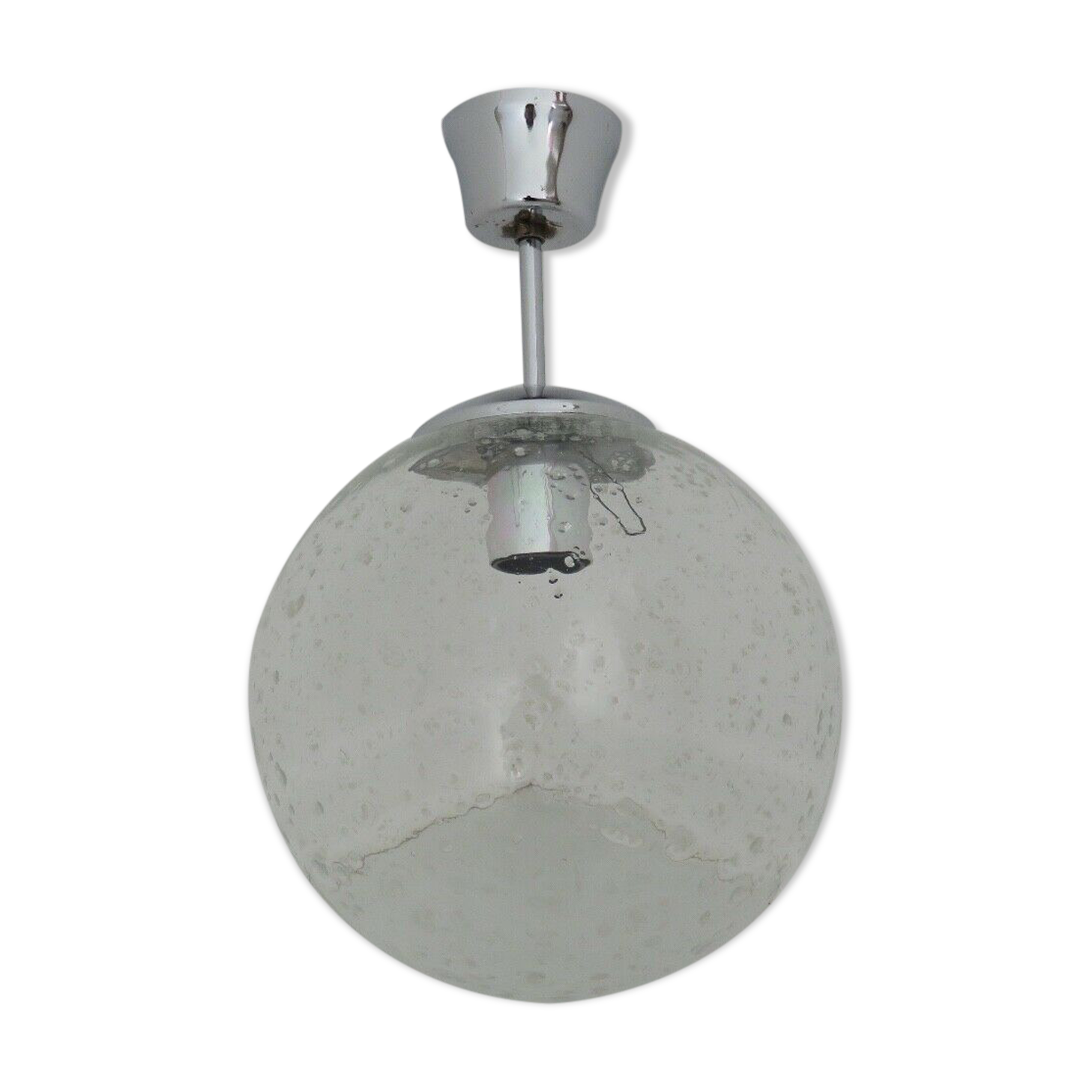Suspension Raak amsterdam en verre bullé et métal chromé années 70