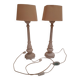Une paire de lampe de bureau ancienne, pied marbre blanc